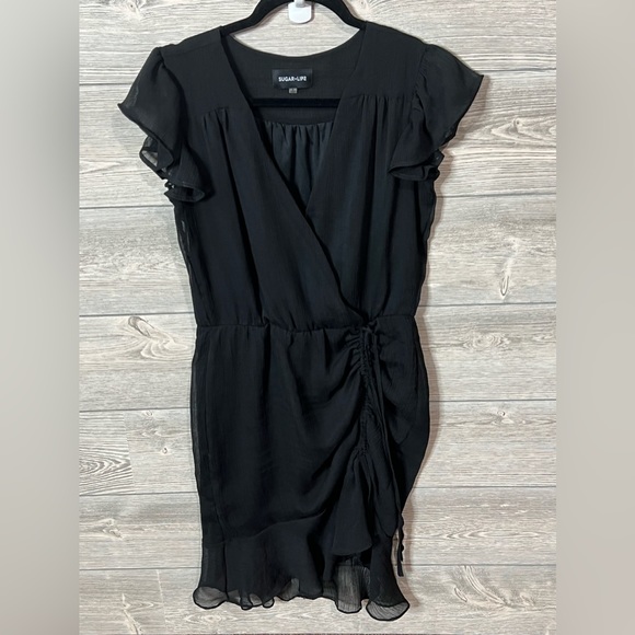 Black Sugarlips Ruched Mini Dress Size Small - Picture 5 of 11